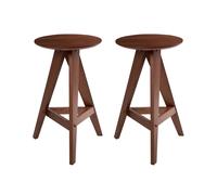 Set of 2 Bar Stools AROMA Wood Brown