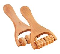 Set of 2 wooden massage rollers for wood therapy, neck massage tool, trigger point massager, facial massage roller, muscle roller