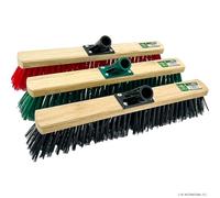 Set Of 2 Wooden Pvc Cleaning Brush Head - 45Cm Stiff Bristles Head | Broom, Replacement Heads, Indoor Outdoor Household Diy | Assorted Colours, Sweeping Cleaner