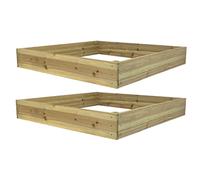 Set of 2 Wooden Raised Vegetable Beds (122cm x 18cm) Outdoor, Natural