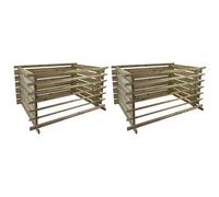 Set of 2 Wooden Slatted Garden Composters (65cm x 120cm)