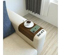 Set of 2 Wooden Sofa Tray, Armrest Tray Table for Couch, Foldable, Flexible Sofa Tray with 15.8" x 11", Snacks, Remote Control or Phone Holder | Rose