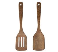 Set of 2 Wooden Spatulas, 12 Inch Cooking Utensils Set, Kitchen Tools for Non-Stick Pan or Wok, Heat Resistant, Antibacterial