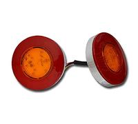 SET OF 2 x 12V NEON LED REAR LIGHTS ROUND TAIL LAMPS 3 FUNCTIONS d - 12 CM FOR TRUCK LORRY CAR VAN CAMPER CARAVAN MOTORHOME