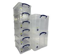 Set of 2 x 84 Litre & 6 x 9 Litre Clear Strong Really Useful Home Storage Boxes with Lids
