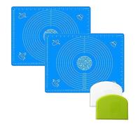 Set of 2 x Baking Pastry Mats + 2 x Dough Scrapers Fondant Mat 19.7''x15.8'' Dough Rolling Mat with Measurement Cookies Cake Sugarcraft Bread Making