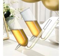 Set of 2 x Fun Champagne Shooter Glasses with Straws, Partys,Shots,Birthday,Hen Do, Stag Do, Special Occasion,Weddings