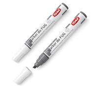 Set of 2 x Graphite Grout Marker Pen for Tile Joints - Chisel Tip - Fast-Drying Water-Resistant Ink, Fade-Resistant - for Bathroom and Kitchen Grout Refresh, Cleaning Touch-Ups - Xylene & Toluene Free
