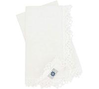 Set of 2 x Luxury Linen & Cotton Crochet Edged Napkins CELESTE - 15.6'' x 15.6'' (39cm x 39cm), 100% Linen (White)