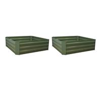 Set of 2 x Metal Raised Vegetable Beds in Green (100cm x 30cm)