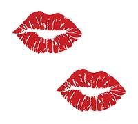 Set of 2 X Red Lips TEMPORARY TATTOO Waterproof Love Kiss mark Valentines day