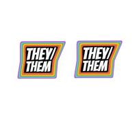 Set of 2 x They/Them Pronouns Iron on Transfer for Fabric Gender Identity