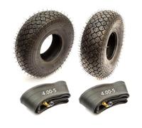 Set Of 2 x Tyres & 2 x Innertubes Size 4.00-5 Black Diamond Block Tread Mobility Scooter 5 Inch