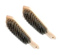 Set of 2 x Wire Brush, Heavy-Duty Handheld Steel Wire Brushes with Wooden Handle - Rust Remover for Metal, Wood, Concrete - Tough Steel Wire Bristles for Paint, Dust, Debris