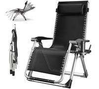 Set of 2 Zero Gravity Chairs, Outdoor Reclining Patio Lounge Chairs, Heavy Duty Garden Deck Sun Lounger, Supports 200kg, Perfect for Lawn & Relaxation