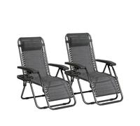 MCC Direct Set Of 2 Zero Gravity Reclining Garden Chair Sun Lounger Recliner Textilene