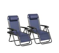 MCC Direct Set Of 2 Zero Gravity Reclining Garden Chair Sun Lounger Recliner Textilene