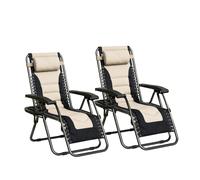MCC Direct Set Of 2 Zero Gravity Reclining Padded Garden Chair Sun Lounger Recliner Oxford