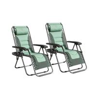 MCC Direct Set Of 2 Zero Gravity Reclining Padded Garden Chair Sun Lounger Recliner Oxford