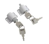Set of 2 Zinc Alloy Security Locks for Hinged or Sliding Doors, Top or Bottom Mount, Drilling Installation or No Drill (White)