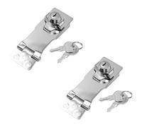 Set of 2 ZONADAH Keyed Hasp Locks Twist Knob 4 Inches Catch Latch Safety with Keys Locking Hasp for Doors Drawers Cabinets Silver