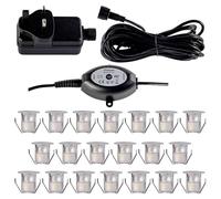firstchoicelighting Set of 20-30mm LED Decking Plinth Ground Light Kit with Dusk Dawn Sensor, Stainless Steel, Warm White 3000K, IP67 Waterproof Recessed Outdoor Garden Bathroom Kitchen