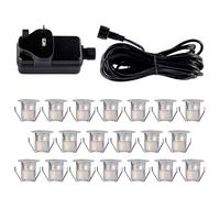 Set of 20 - 30mm Stainless Steel IP67 Cool White LED Decking Kit