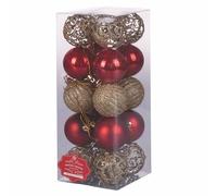 Set of 20 Assorted Christmas Baubles Diameter 6 cm Shiny Satin Glitter Santa's House