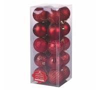 Set of 20 Assorted Christmas Baubles Diameter 6 cm Shiny Satin Glitter Santa's House