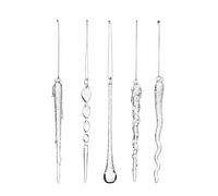 Set of 20 Clear Glass Icicles - 14-15 cm - Frosted & Clear Glass Christmas Decorations