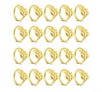 Set of 20 Gold Leaf Napkin Rings for Table Napkin Holders, Featuring Robust Metal Construction and Intricate Leaf Pattern for Weddings and Special Occasions