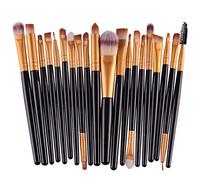 Set of 20 makeup brushes, plastic handles, soft synthetic hair powder, foundation eyeshadow, makeup brushes, cosmetics, BlackGold