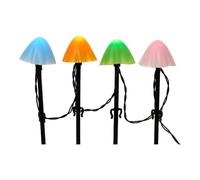 Set of 20 Multi Coloured Mushroom Stake Lights Mini Christmas LED Pathway Pot Lights Multi Coloured LEDs 8 Function Twinkle Effect