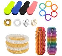 Set of 20 Skills - 2 Adjustable Anti-Stress Ring, 2 Acupressure Ring, 4 Massage Bracelets, 2 Acupressure Balls, with 6 Sensory Ring, Anxiety Ring, Suitable for Massage and Stress Relief