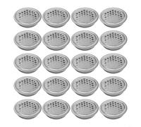 Set Of 20 Stainless Steel Cabinet Ventilation Grilles Insect Resistant Snap Fit Adjustable Installation 35mm Diameter Silver Promotes Airflow for Shoe Cabinets Closets TV Stands Homes(Flat)