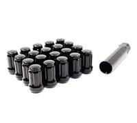 Set of 20 Veritek 12x1.5mm Black Spline Drive Tuner Lug Nuts w/Key 1.40 Inch Length Conical Seat for Aftermarket Custom Tuner Wheels