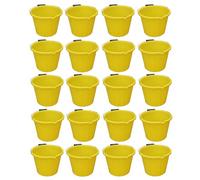 (Set of 20)- Yellow 3 Gallon 14L Litre Plastic Builders Bucket Storage Bucket Construction Bucket With Measuring Guide, Metal Plastic Grip Handle & Spout for Builders, Gardening, Household Made in UK