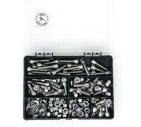 Set of 225 Assorted M8 Allen Socket Cap Head Machine Screws/Bolts, Nuts & Washers, A2-70 (304 Grade) Stainless Steel - Sturdy Recycled Compartment Box