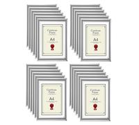 (Set of 24) A4 Silver Picture Frames Photo Frame Set MDF Wood With Acrylic Styrene Safety Glass Front 21 x 29.7 cm Photo Frames Certificate Frame Art Print Poster Frame Wall-Mountable & Freestanding
