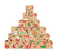 Set of 24 Christmas Advent Calendar Boxes, for Filling Yourself, 7x7x7cm, Paper Boxes, with Santa Snowman Themes, for Sweets Jewelry Festive Party Decor
