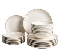 Set of 24 Dinnerware CHAROLI Porcelain White/ Gold