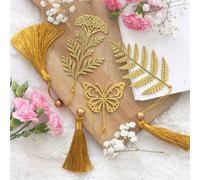 Set Of 24 Luna Bloom Metal Leaf Bookmarks With Elegant Designs