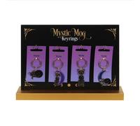 Set of 24 Mystic Mog Cat Keyrings on Display