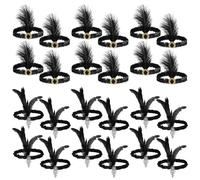 Set Of 24 Retro Black Flapper Feather Headbands 1920S Costume Accessories For Women Vintage Hairpieces For Themed Gatherings