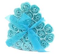 Set of 24 Soap Flower Heart Box - Blue Roses