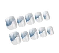 Set of 24 Women's Short Natural Artificial Nails In Glossy with Gradients Landscape Painting Square Shape Press On Nails