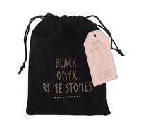 Set of 25 Black Onyx Viking Rune Stones | Norse Elder Futhark Divination Set | Polished Crystal with Symbols in Gift Pouch