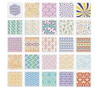 Set of 25 Painting Stencils 15 x 15 cm Reusable Stencils with Geometric Patterns Flowers and Waves Plastic Templates for DIY Crafts Walls Fabric Wood and Scrapbooking