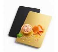 Set of 25 Rectangular Cake Stands | 23 x 16 cm | Reversible | Black and Gold | Cake Stand Perfect for Pastry | Pie and Biscuits | Salmon Board | 2 mm Thick