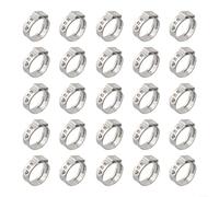 Set of 25 Stainless Steel Hose Clamps with Stepless 1 Ear Design for Smooth Inner Fit and Reliable for Sealing of Multiple Hose Diameters (17MM)